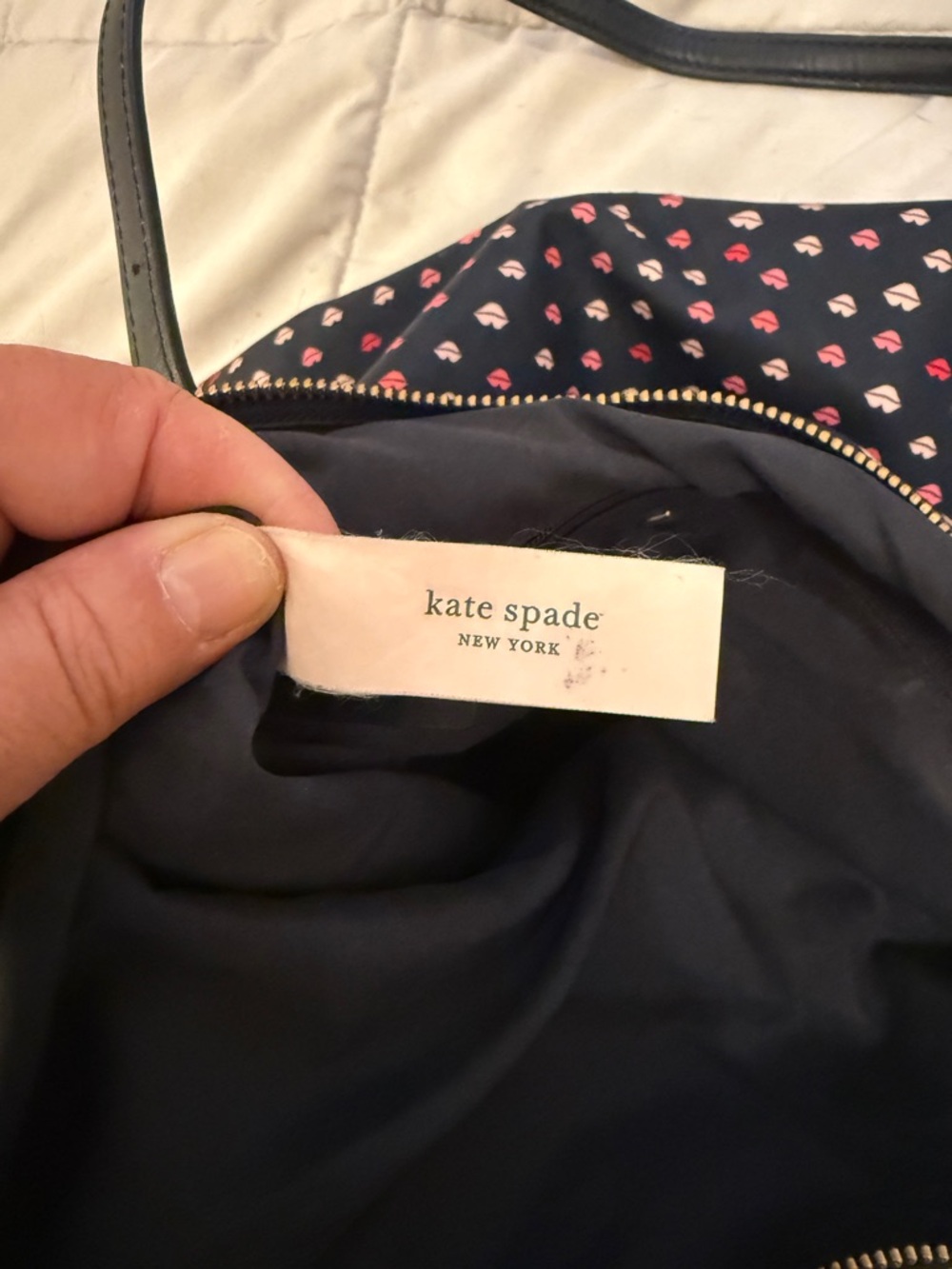 Kate Spade Watson Lane Lucie Tote Bag- Navy with multicolored lips pattern - Picture 6 of 8